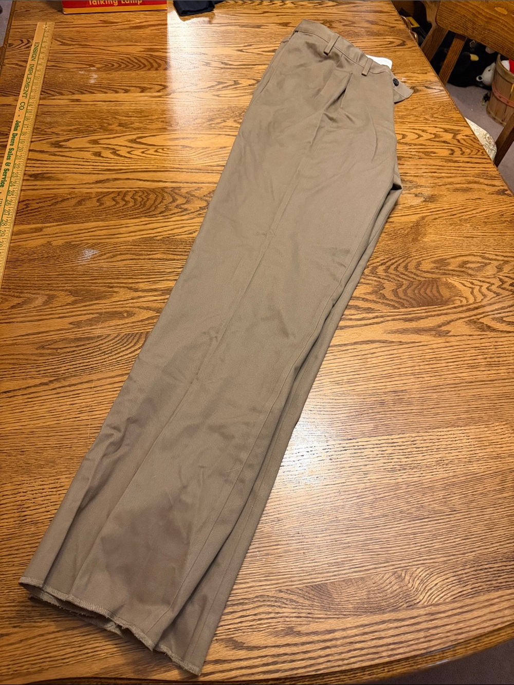 Men's Khaki Dress Pants - Classic Straight Fit lands end size 44  hem to length